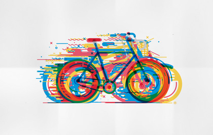 Дизайнерский проект, различных иллюстрированных велосипедов.